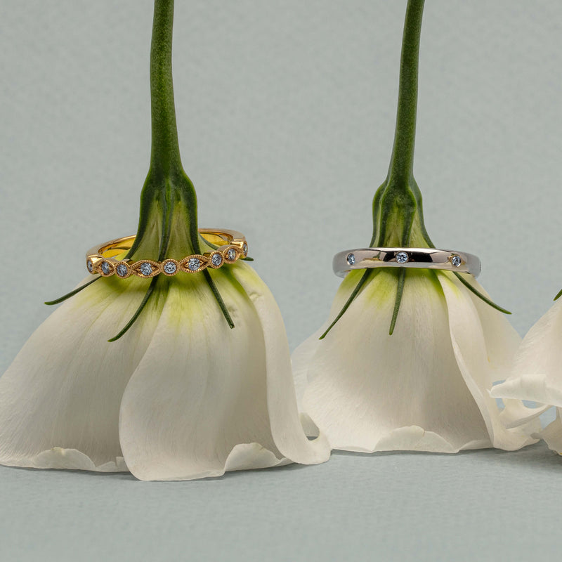 18ct White Gold .08ct Diamond Lucky Band - Ring - Walker & Hall