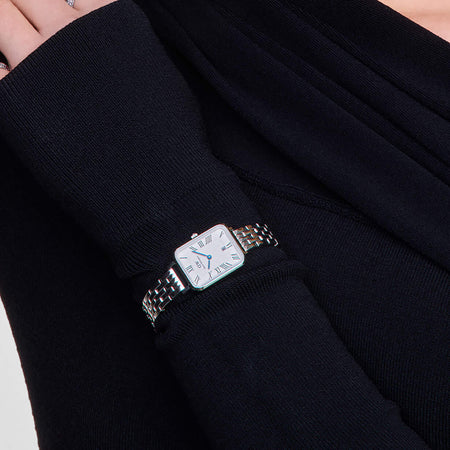 Daniel Wellington Quadro Roman Numerals Date 5-link Silver Watch - Watch - Walker & Hall