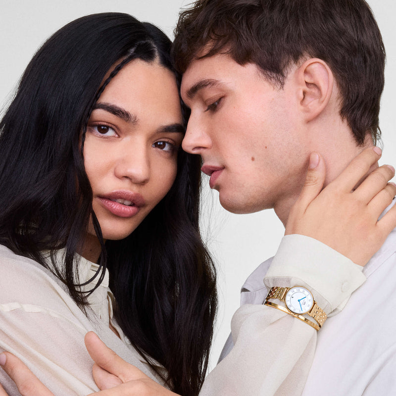 Daniel Wellington Petite Roman Numerals Date 5-Link Gold Watch - Watch - Walker & Hall