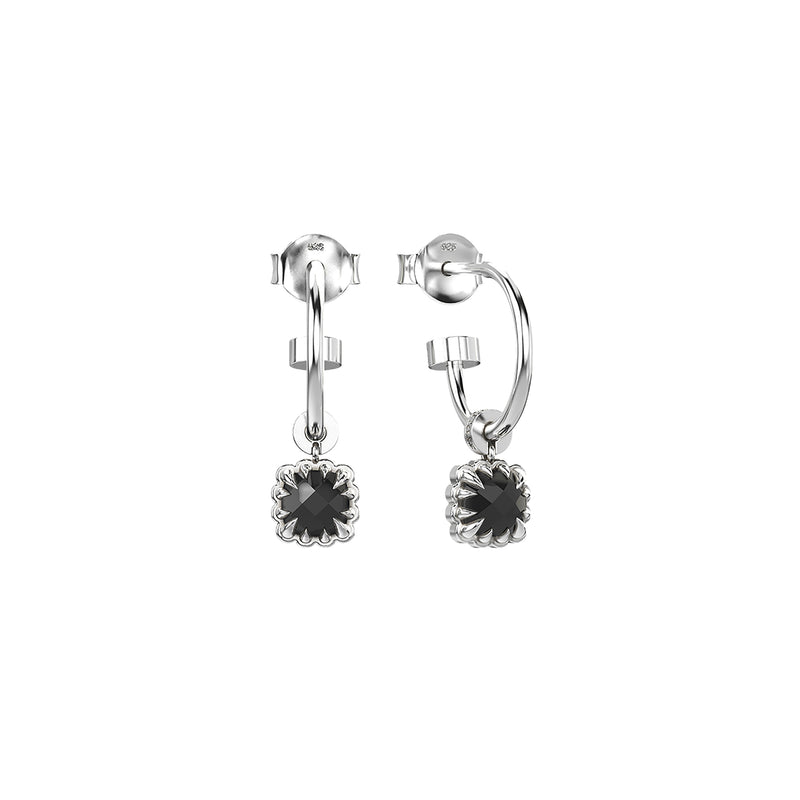 Stolen Girlfriends Club Baby Claw Anchor Sleeper Earrings - Silver & Onyx - Earrings - Walker & Hall