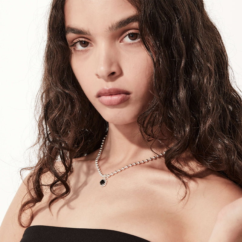 Stolen Girlfriends Club Baby Claw Ball Chain Necklace - Silver & Onyx - Necklace - Walker & Hall