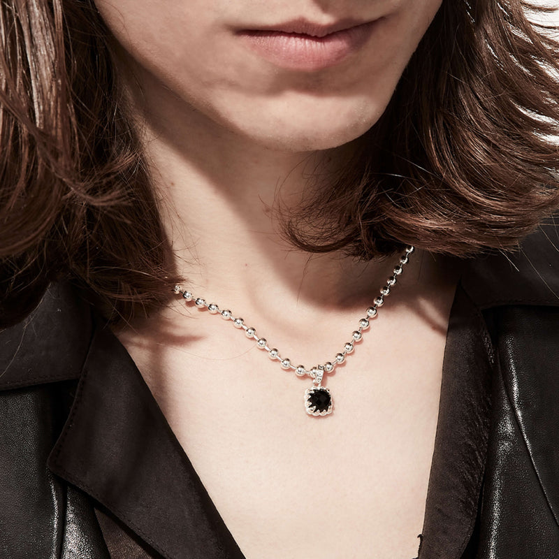 Stolen Girlfriends Club Baby Claw Ball Chain Necklace - Silver & Onyx - Necklace - Walker & Hall