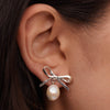 Meadowlark Bow Pearl Earrings - Sterling Silver - Earrings - Walker & Hall