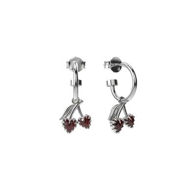 Stolen Girlfriends Club x Walker & Hall Love Cherry Earrings - Silver & Garnet - Earrings - Walker & Hall