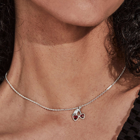 Stolen Girlfriends Club x Walker & Hall Love Cherry Necklace - Silver & Garnet - Necklace - Walker & Hall