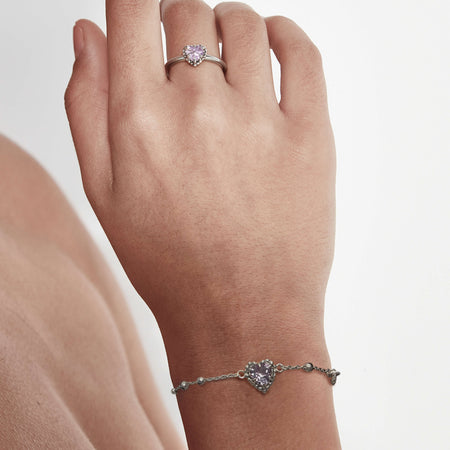 Stolen Girlfriends Club Dahlia's Heart Bracelet - Pink Amethyst - Bracelet - Walker & Hall