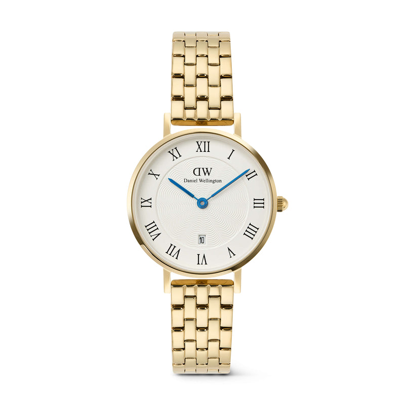 Daniel Wellington Petite Roman Numerals Date 5-Link Gold Watch - Watch - Walker & Hall