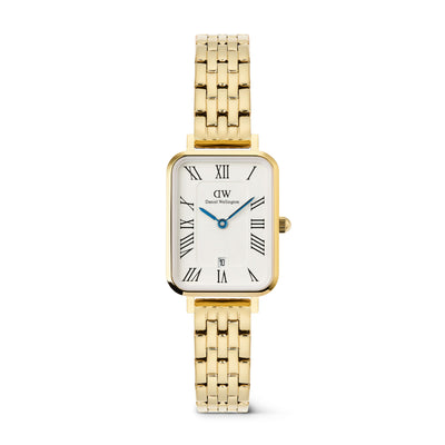 Daniel Wellington Quadro Roman Numerals Date 5-link Gold Watch - Watch - Walker & Hall