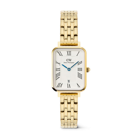 Daniel Wellington Quadro Roman Numerals Date 5-link Gold Watch - Watch - Walker & Hall