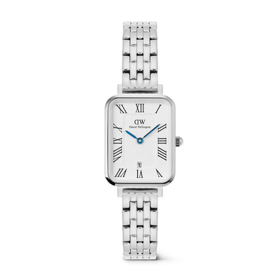 Daniel Wellington Quadro Roman Numerals Date 5-link Silver Watch - Watch - Walker & Hall