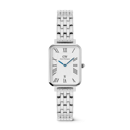 Daniel Wellington Quadro Roman Numerals Date 5-link Silver Watch - Watch - Walker & Hall