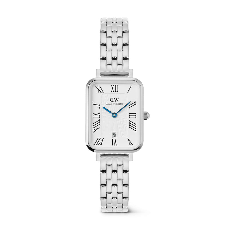 Daniel Wellington Quadro Roman Numerals Date 5-link Silver Watch - Watch - Walker & Hall