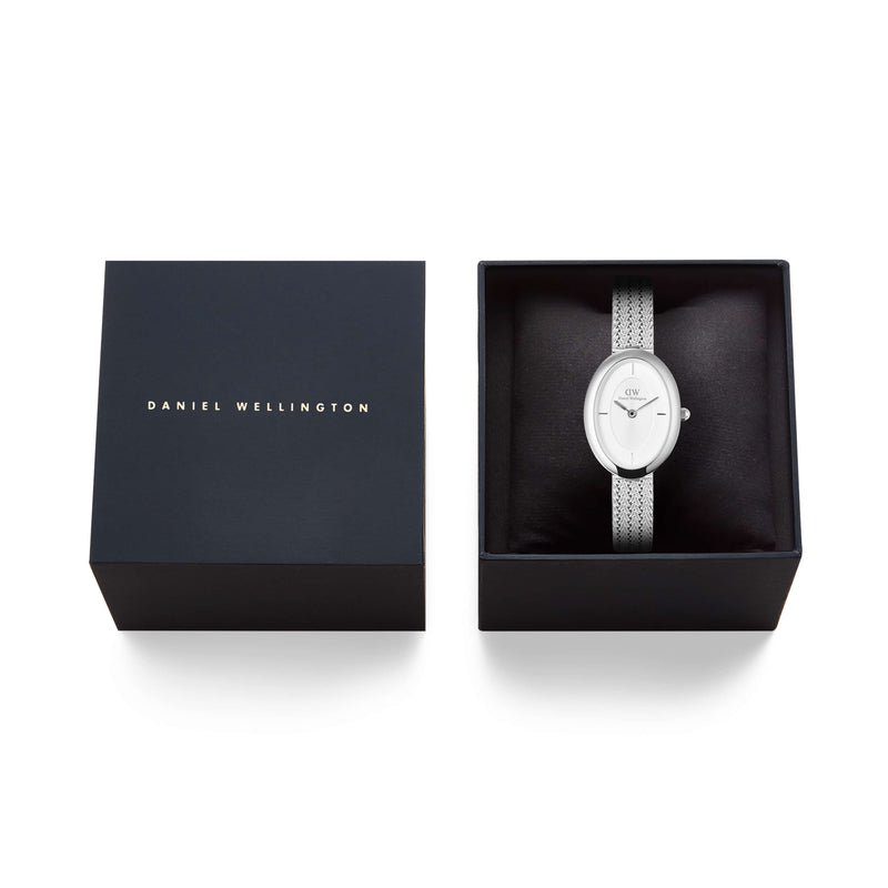 Daniel Wellington Juliette Braided Mesh White Sunray Silver Watch - Watch - Walker & Hall