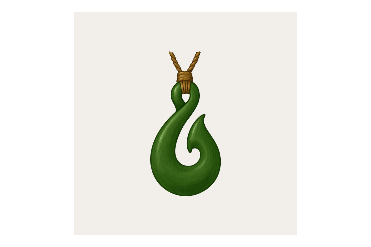 Fish Hook Greenstone Pendant