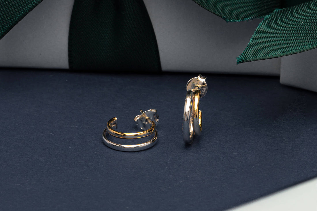 9ct yellow gold and sterling silver Gemma Earrings