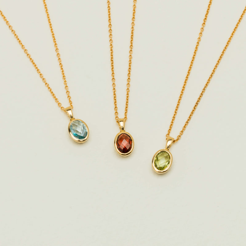 9ct Yellow Gold Blue Topaz Iris Pendant - Necklace - Walker & Hall