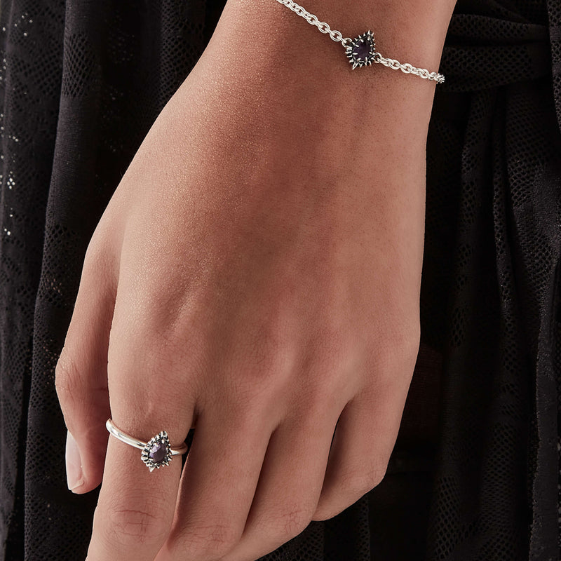 Stolen Girlfriends Club Jagged Teardrop Ring - Amethyst - Ring - Walker & Hall