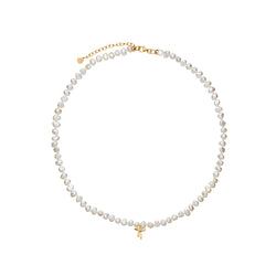 Karen Walker Petite Bow With Pearls Necklace - 9ct Yellow Gold - Necklace - Walker & Hall