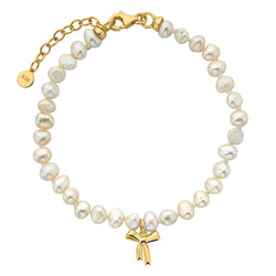 Karen Walker Petite Bow With Pearls Bracelet - 9ct Yellow Gold - Bracelet - Walker & Hall
