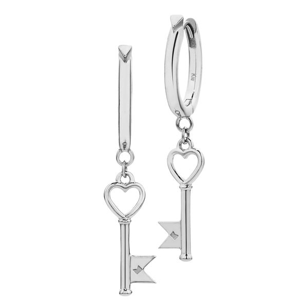 Karen Walker Monogram Key Hoops - Sterling Silver - Earrings - Walker & Hall
