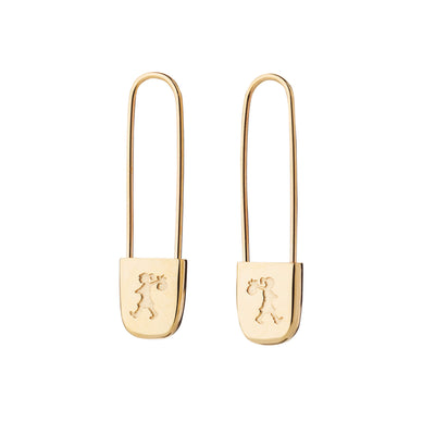 Karen Walker Runaway Safety Pin Earrings - Gold Plated - Earrings - Walker & Hall
