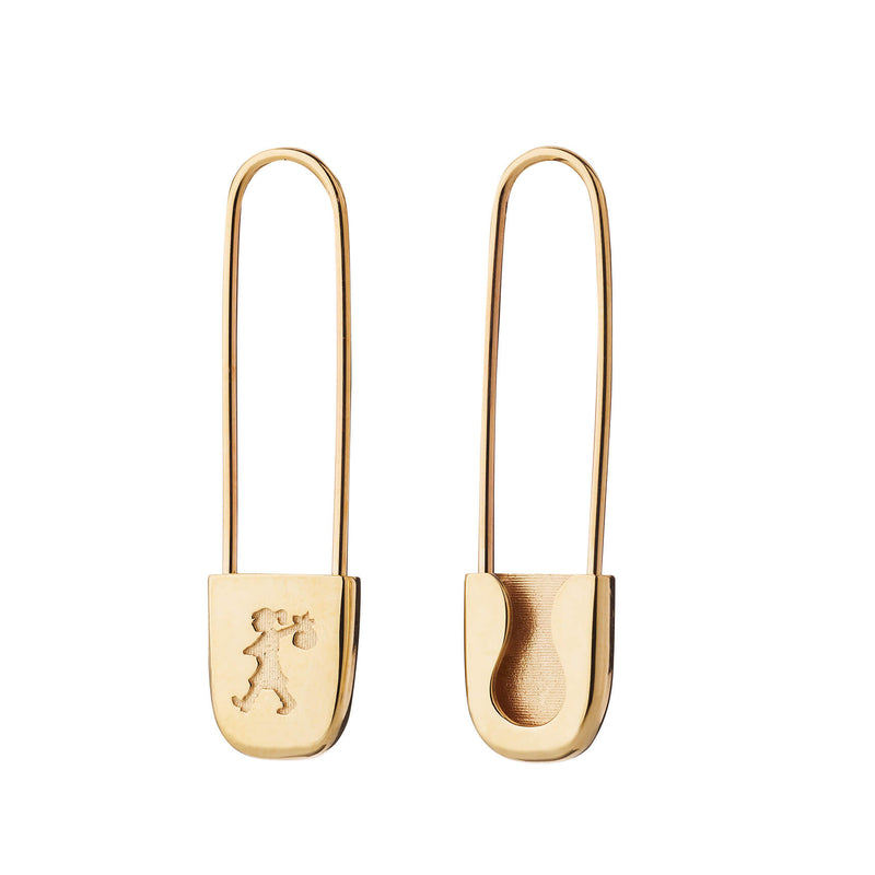 Karen Walker Runaway Safety Pin Earrings - Gold Plated - Earrings - Walker & Hall