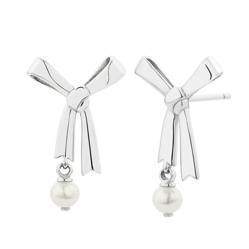 Karen Walker Pearl Bow Earrings - Sterling Silver - Earrings - Walker & Hall