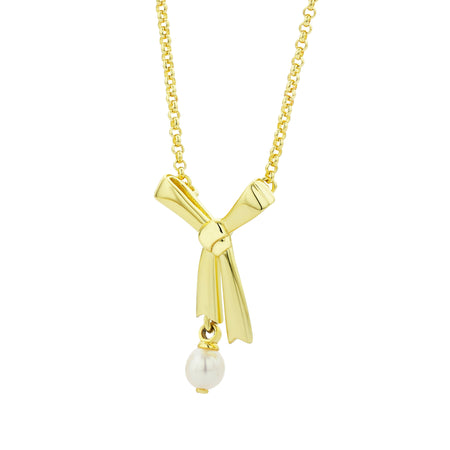 Karen Walker Pearl Bow Necklace - Gold Plated - Necklace - Walker & Hall