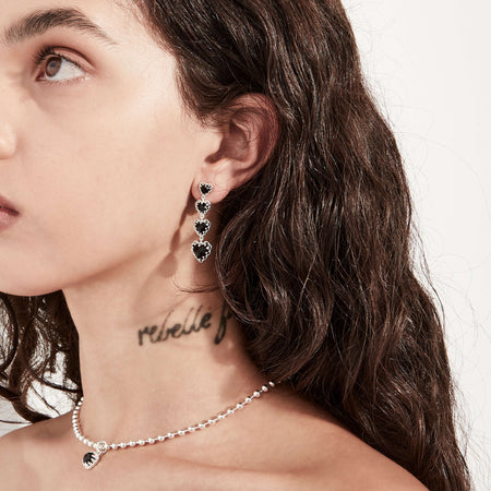 Stolen Girlfriends Club Love Claw Eternity Earrings - Silver & Onyx - Earrings - Walker & Hall