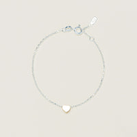 Sterling Silver Noted Bracelet + Gold Heart (Charm + Chain) - Bracelet - Walker & Hall