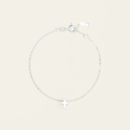 Sterling Silver Noted Cross Bracelet (Charm + Chain) - Bracelet - Walker & Hall