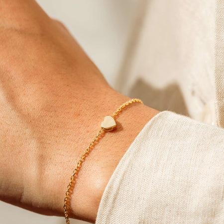 9ct Yellow Gold Noted Heart Bracelet (Charm + Chain) - Bracelet - Walker & Hall