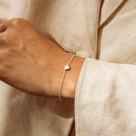 Sterling Silver Noted Heart Bracelet (Charm + Chain) - Bracelet - Walker & Hall