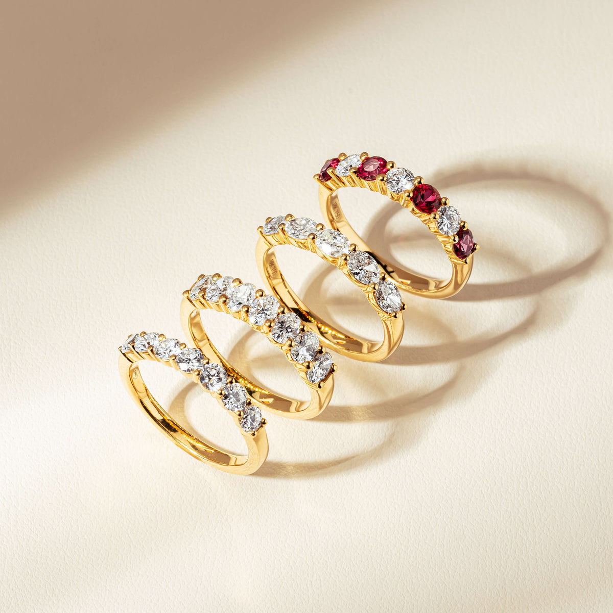 Natural diamond and gemstone Panorama Rings