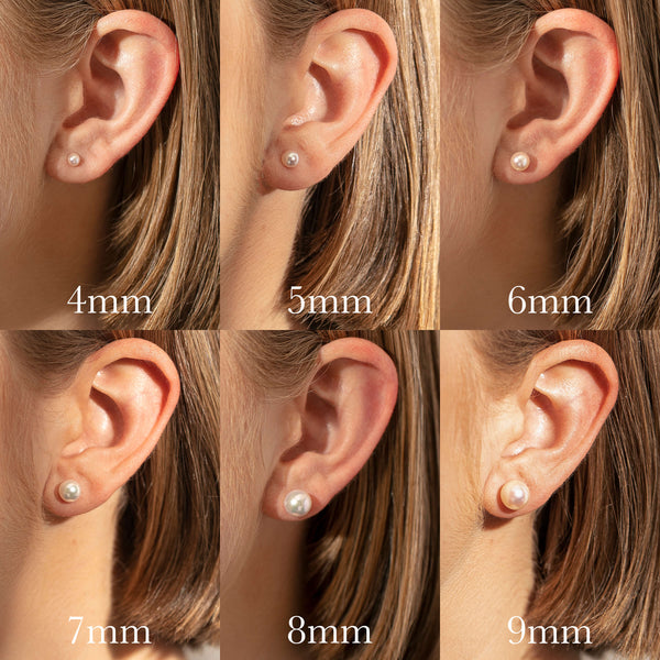 9ct Yellow Gold Akoya Pearl Studs 9mm Walker Hall