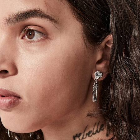 Stolen Girlfriends Club Rose Pin Earrings - Silver - Earrings - Walker & Hall