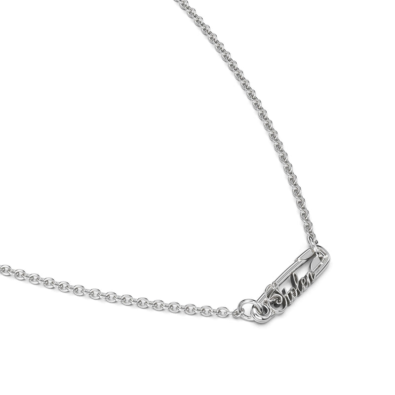 Stolen Girlfriends Club Scripted Pin Necklace - Silver - Necklace - Walker & Hall