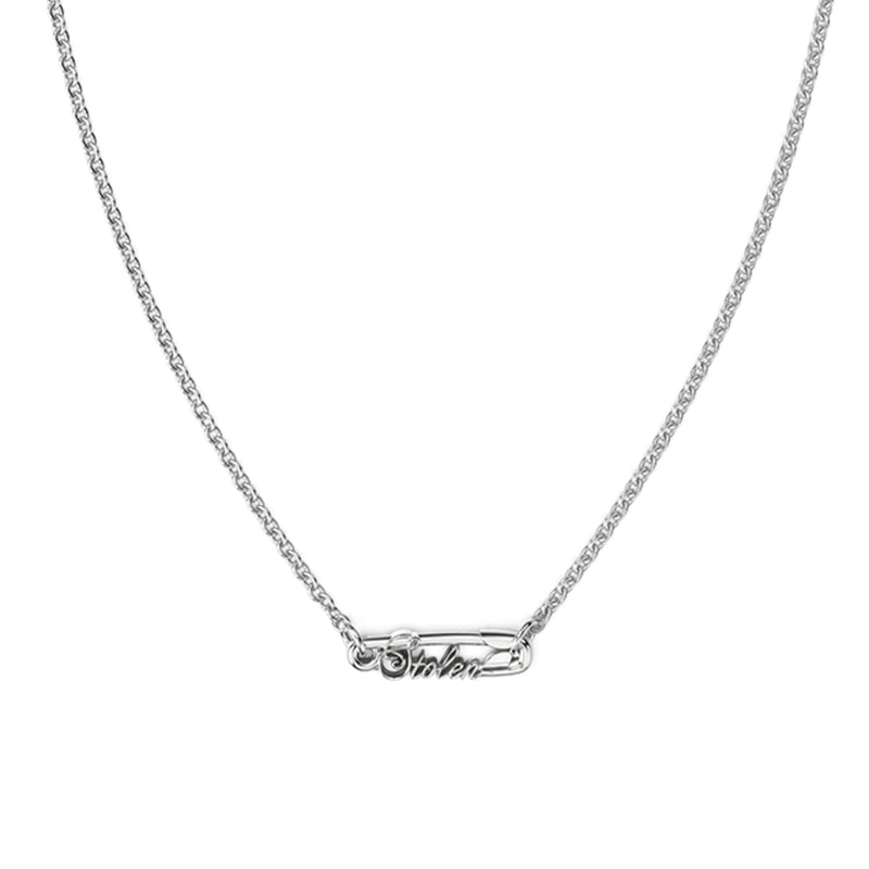 Stolen Girlfriends Club Scripted Pin Necklace - Silver - Necklace - Walker & Hall