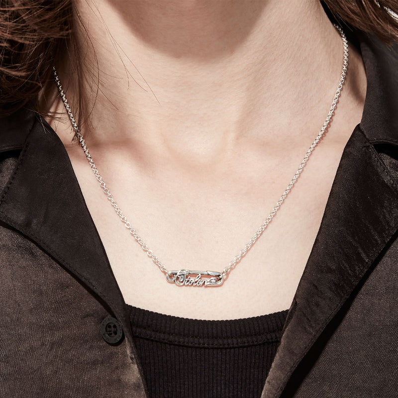 Stolen Girlfriends Club Scripted Pin Necklace - Silver - Necklace - Walker & Hall