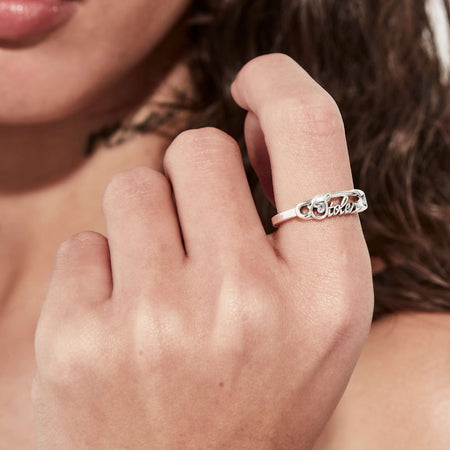 Stolen Girlfriends Club Scripted Pin Ring - Sterling Silver - Ring - Walker & Hall