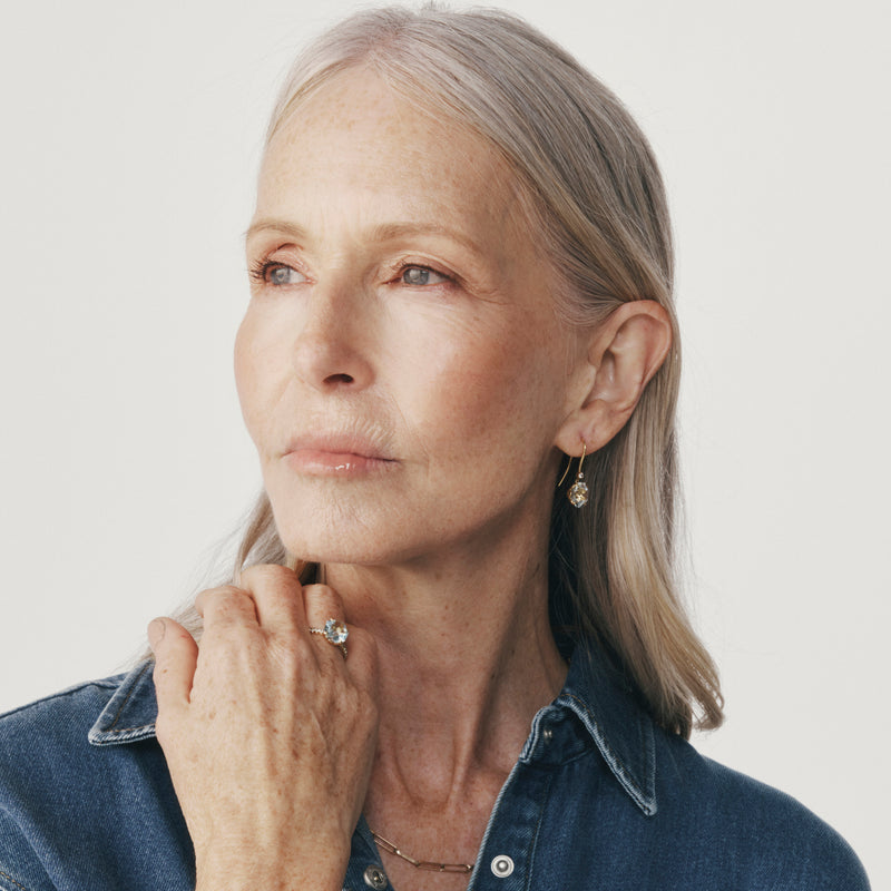 18ct Yellow Gold Aquamarine & Diamond Drop Octavia Earrings-Earrings-Walker & Hall