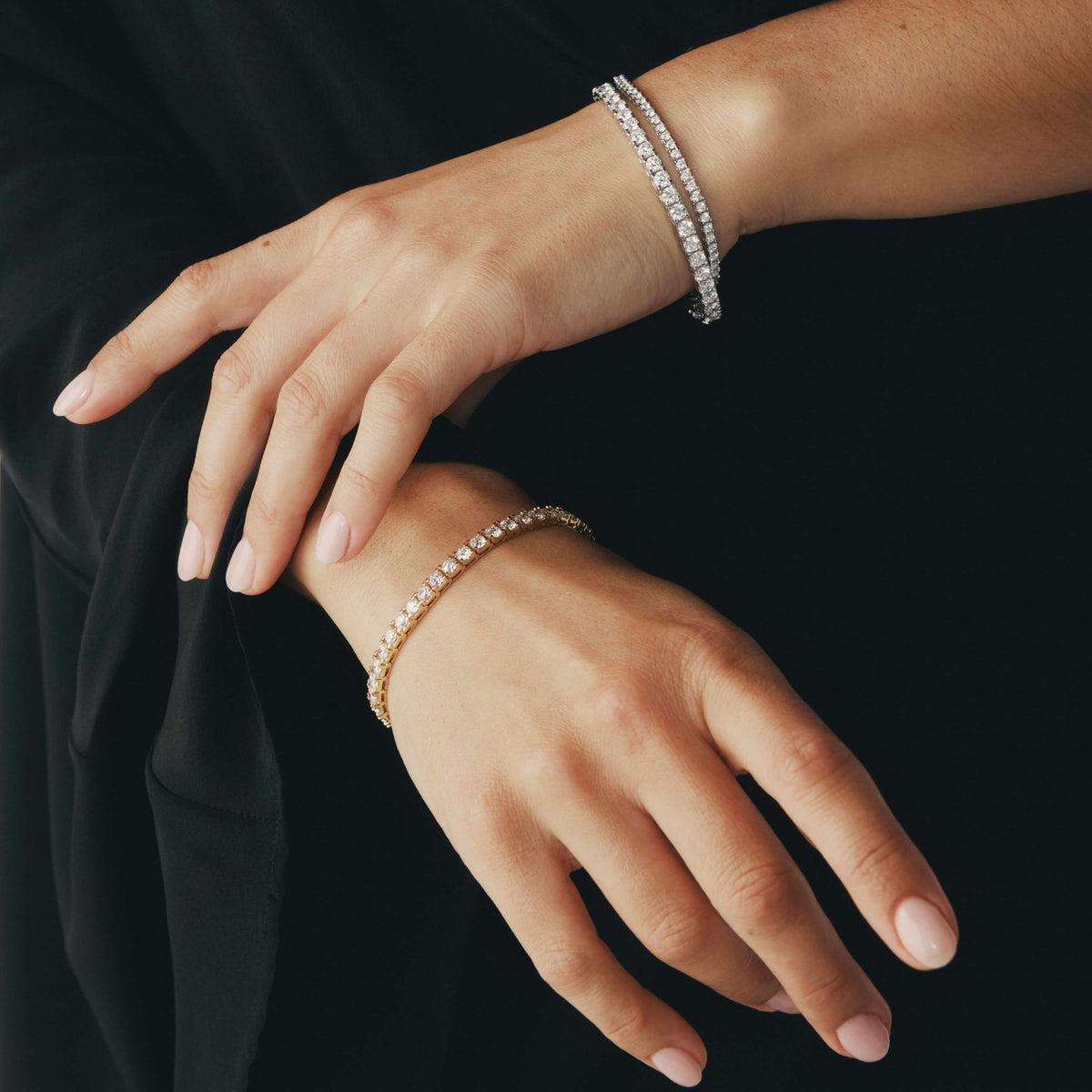 Model wearing Natural Diamond Jubilee Bracelets