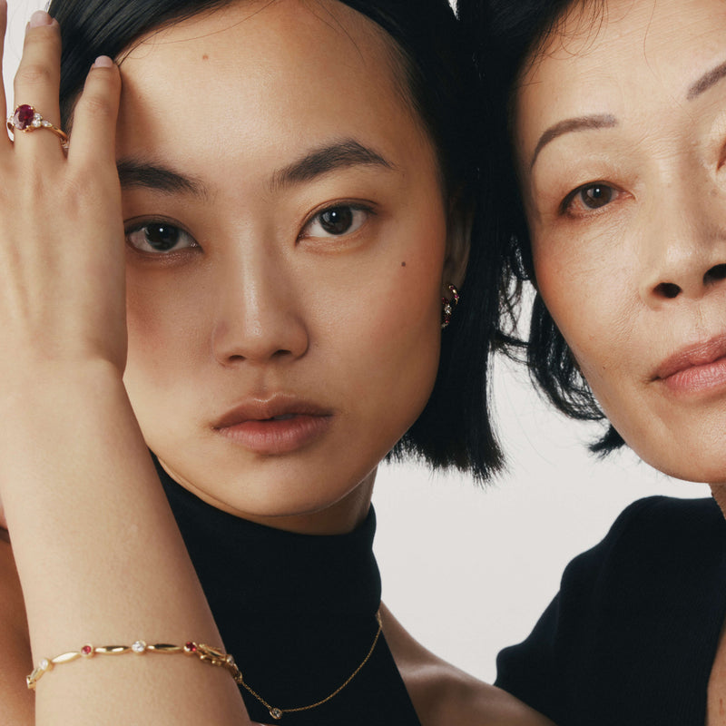 18ct Yellow Gold Ruby & Diamond Cadenza Bracelet-Bracelet-Walker & Hall