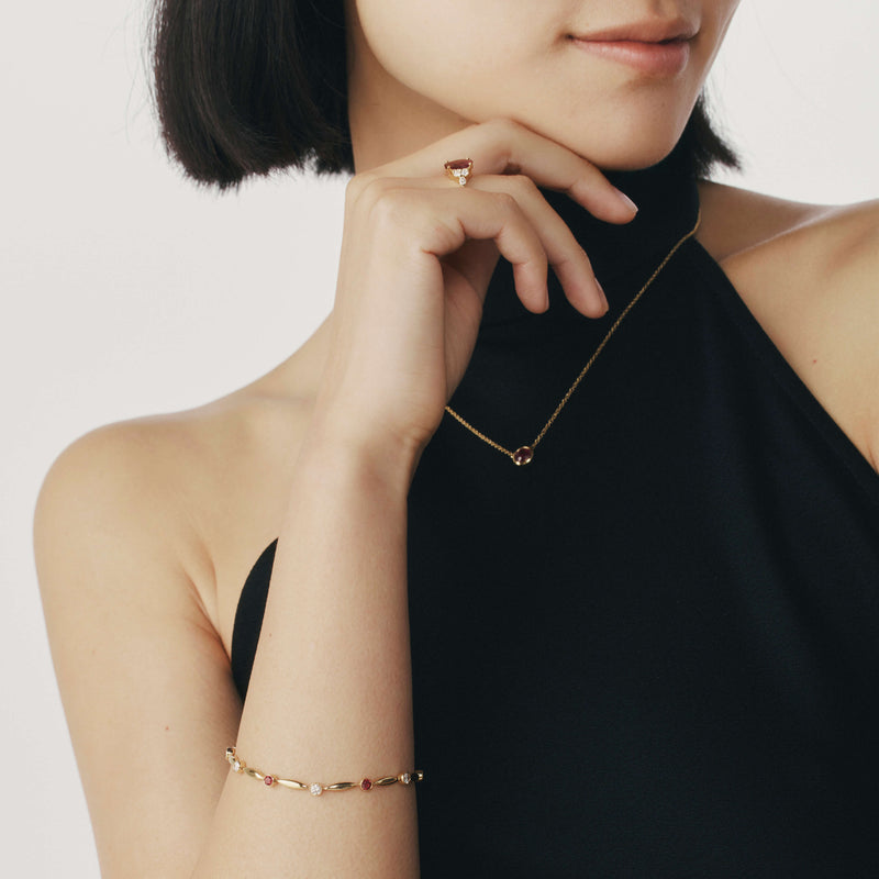 18ct Yellow Gold Ruby & Diamond Cadenza Bracelet-Bracelet-Walker & Hall