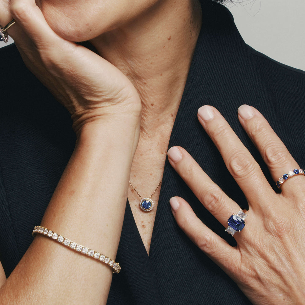 18ct Yellow Gold 1.38ct Sapphire & Diamond Isla Pendant-Necklace-Walker & Hall