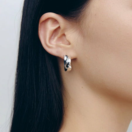 Sterling Silver Ripple Hoop Earrings - Earrings - Walker & Hall
