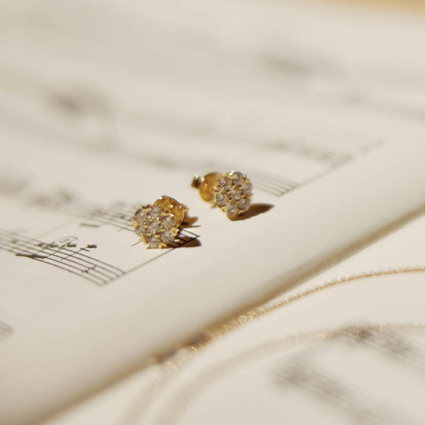 18ct Yellow Gold 1.56ct Diamond Lotus Stud Earrings - Earrings - Walker & Hall