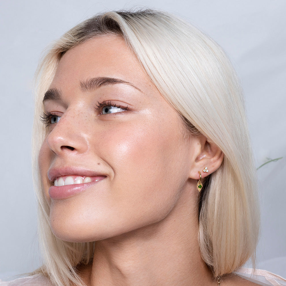 Zoe & Zinnia Earrings Gold Plated & Chrome Diopside Walker & Hall