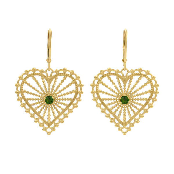Zoe & Morgan Amor Earrings - Gold Plated & Chrome Diopside - Earrings - Walker & Hall