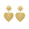 Zoe & Morgan Brave Heart Earrings - Gold Plated  & Aquamarine - Earrings - Walker & Hall